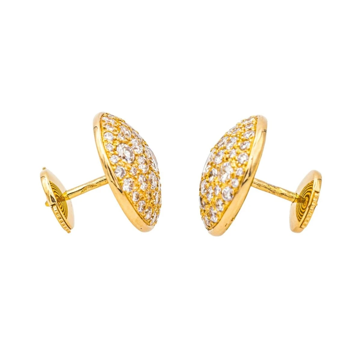 Boucles D'oreilles Puces En Or Jaune Et Diamants 6 Boucles D'oreilles Puces En Or Jaune Et Diamants – Image 6