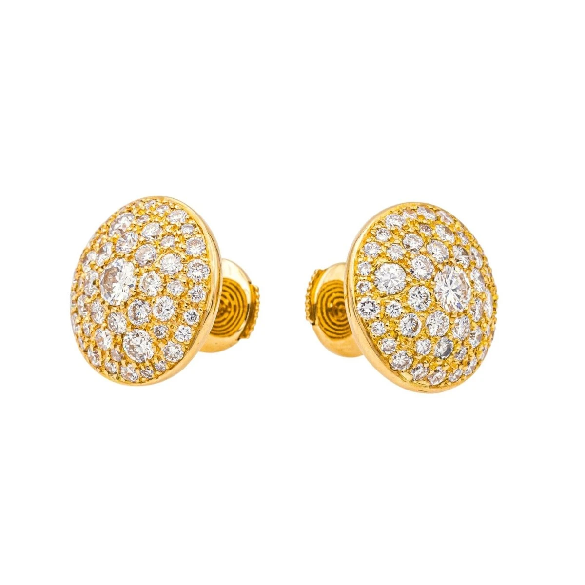 Boucles D'oreilles Puces En Or Jaune Et Diamants 3 Boucles D'oreilles Puces En Or Jaune Et Diamants – Image 3