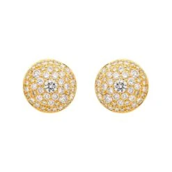 Boucles D'oreilles Puces En Or Jaune Et Diamants