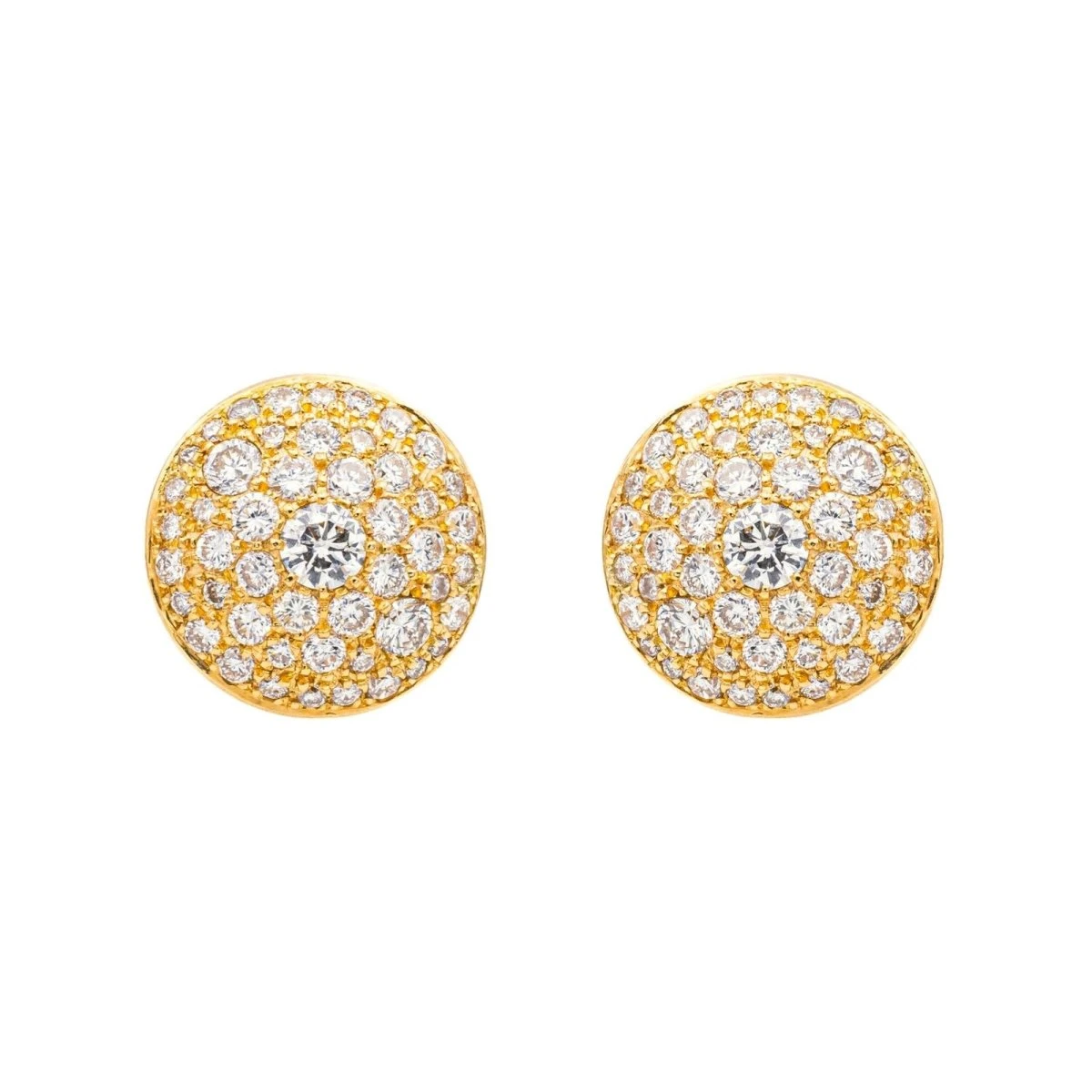 Boucles D'oreilles Puces En Or Jaune Et Diamants 1 Boucles D'oreilles Puces En Or Jaune Et Diamants