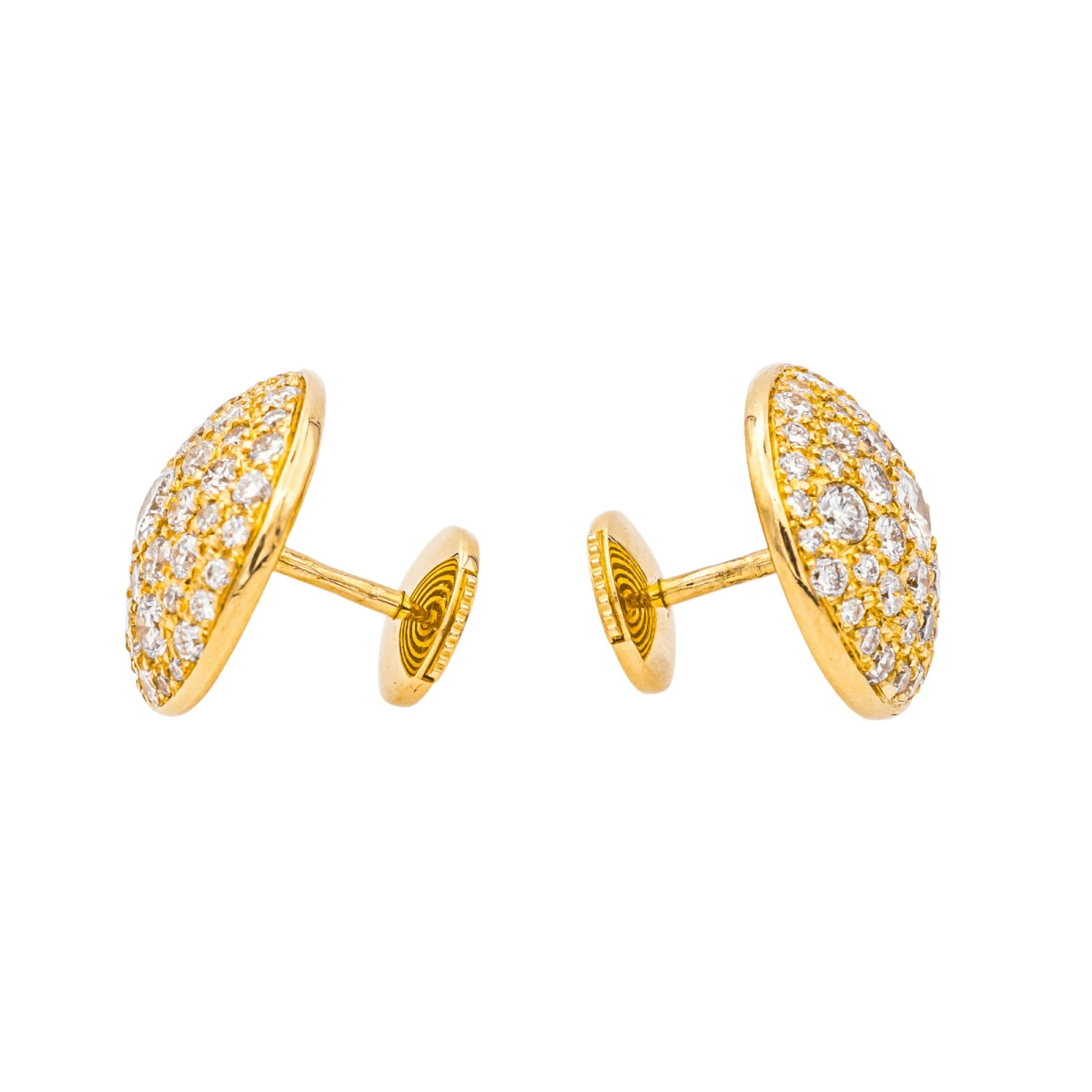 Boucles D'oreilles Puces En Or Jaune Et Diamants 4 Boucles D'oreilles Puces En Or Jaune Et Diamants – Image 4