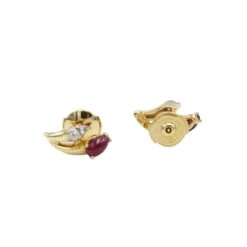 Boucles D'oreilles Puces En Or Jaune, Rubis Et Diamant -Castafiore Boutique boucles doreilles puces en or jaune rubis et diamant 385618