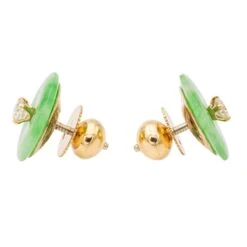 Boucles D'oreilles Puces En Or Jaunes, Jades Jadéite Et Diamants 9 Boucles D'oreilles Puces En Or Jaunes, Jades Jadéite Et Diamants -Castafiore Boutique boucles doreilles puces en or jaunes jades jadeite et diamants 168920