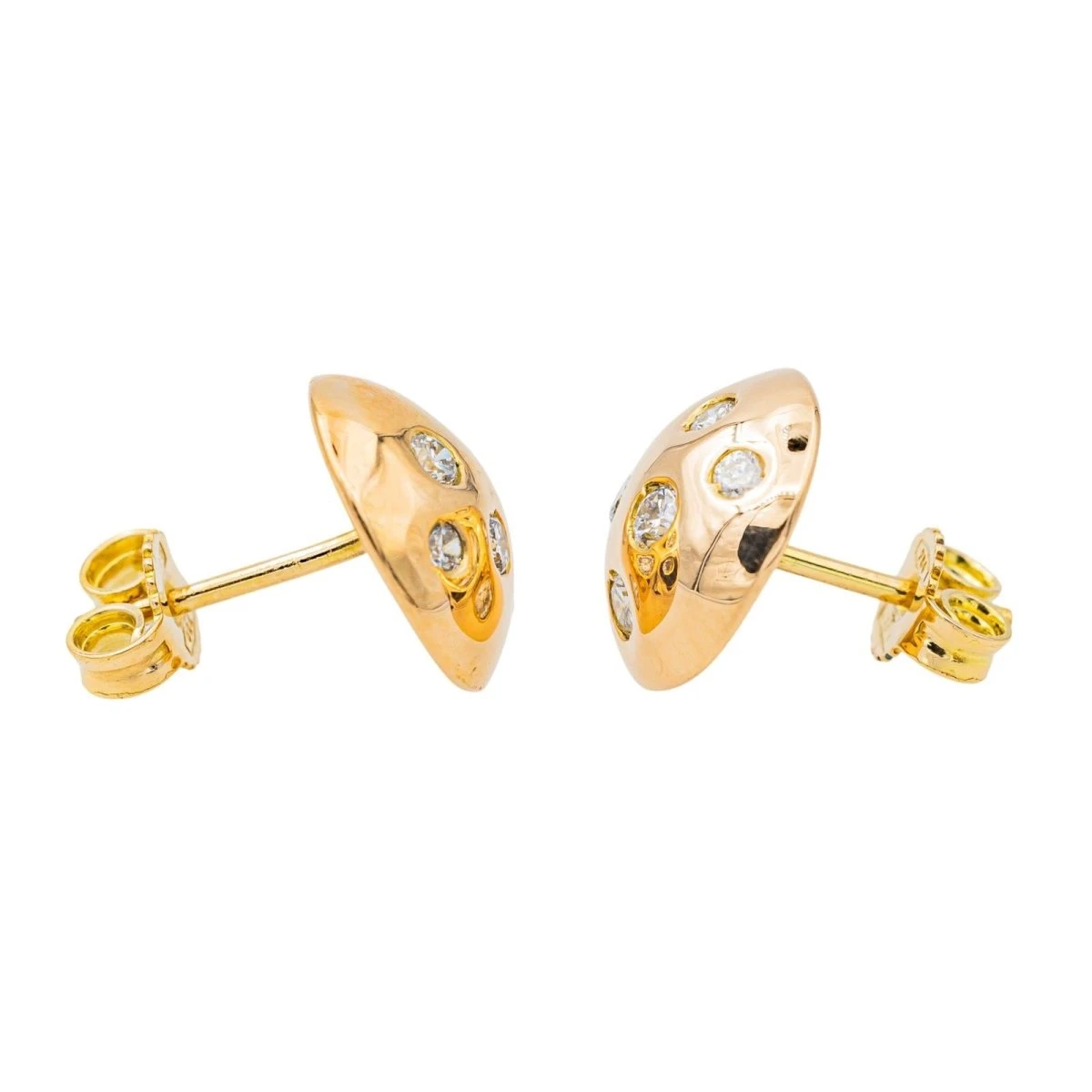 Boucles D'oreilles Puces En Or Rose Et Diamant 5 Boucles D'oreilles Puces En Or Rose Et Diamant – Image 5