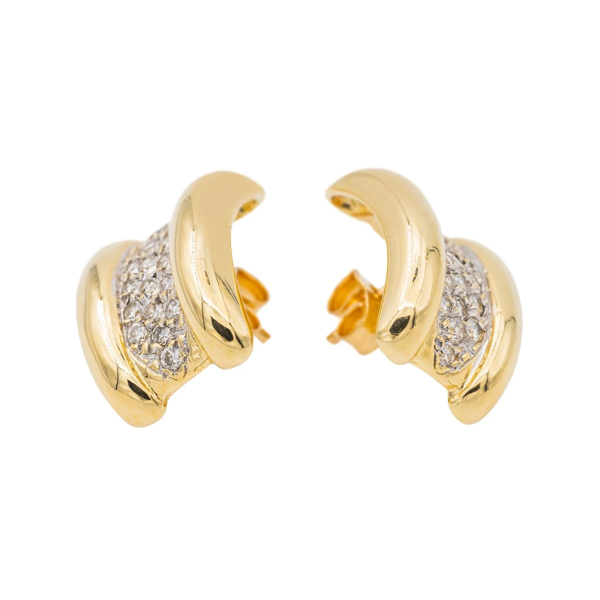 Boucles D'oreilles Puces Or Jaune Diamant 3 Boucles D'oreilles Puces Or Jaune Diamant – Image 3