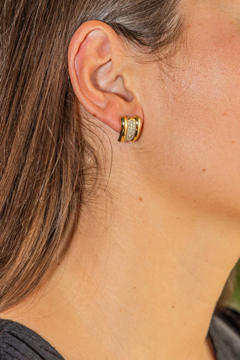 Boucles D'oreilles Puces Or Jaune Diamant 2 Boucles D'oreilles Puces Or Jaune Diamant – Image 2