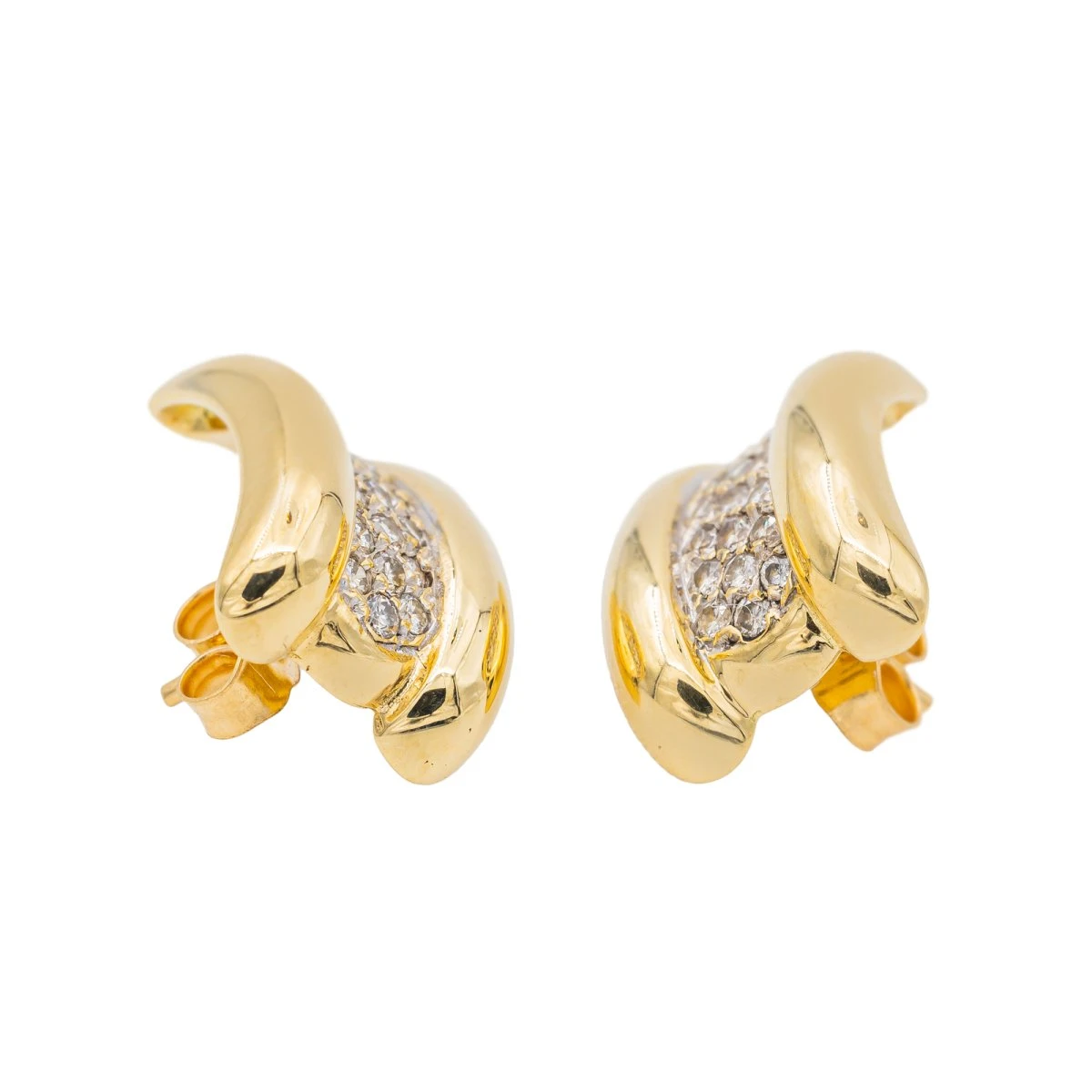 Boucles D'oreilles Puces Or Jaune Diamant 5 Boucles D'oreilles Puces Or Jaune Diamant – Image 5