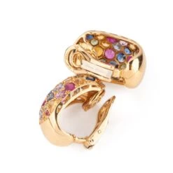 Boucles D'oreilles RENÉ BOIVIN En Or Jaune Et Saphirs De Couleurs -Castafiore Boutique boucles doreilles rene boivin en or jaune et saphirs de couleurs 710619