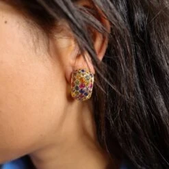 Boucles D'oreilles RENÉ BOIVIN En Or Jaune Et Saphirs De Couleurs -Castafiore Boutique boucles doreilles rene boivin en or jaune et saphirs de couleurs 847179