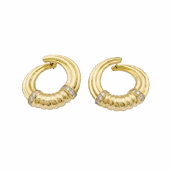 Miller Boucles D'oreilles Créoles En Or Jaune Et Diamants -Castafiore Boutique boucles doreilles vintage or diamants 114718