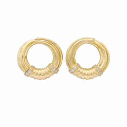 Miller Boucles D'oreilles Créoles En Or Jaune Et Diamants