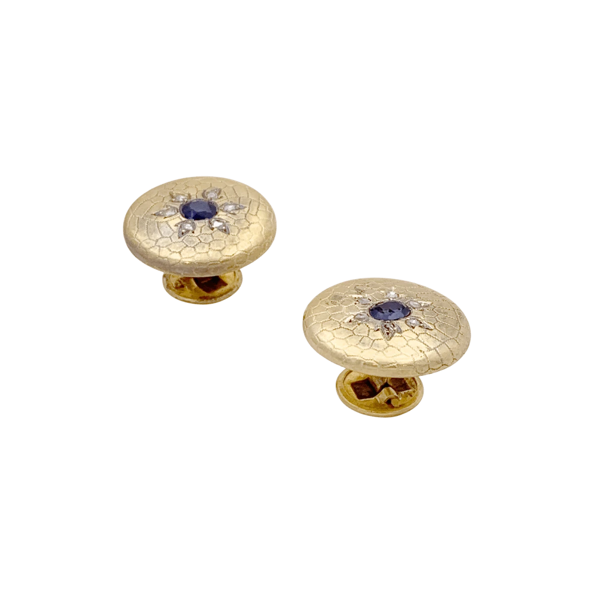 Miller Boutons De Col En Or Jaune, Saphir Et Diamants 2 Miller Boutons De Col En Or Jaune, Saphir Et Diamants – Image 2