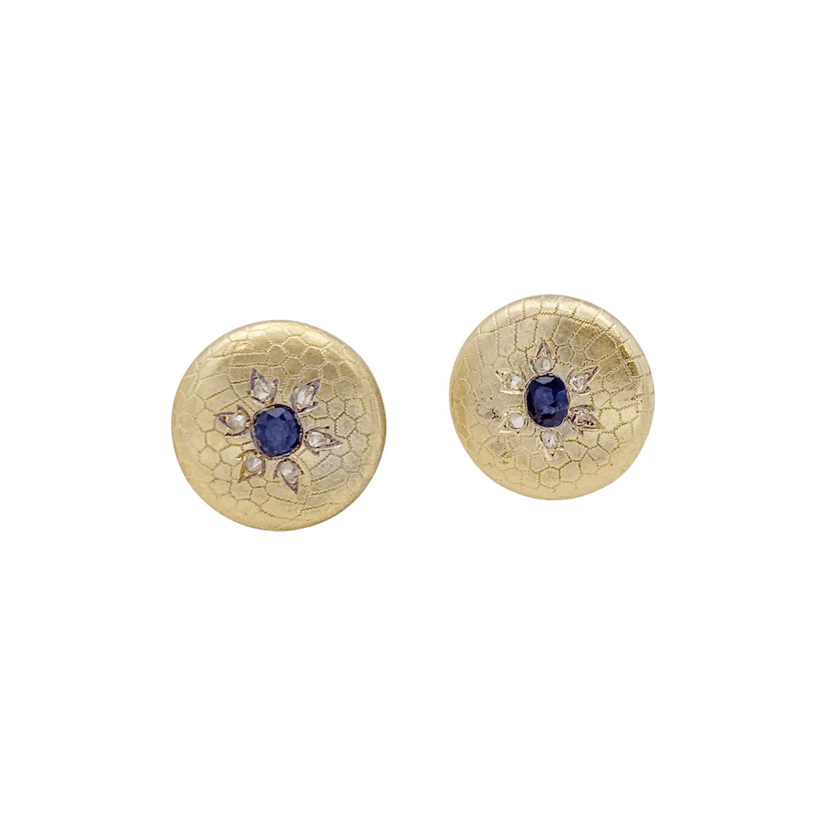 Miller Boutons De Col En Or Jaune, Saphir Et Diamants 1 Miller Boutons De Col En Or Jaune, Saphir Et Diamants