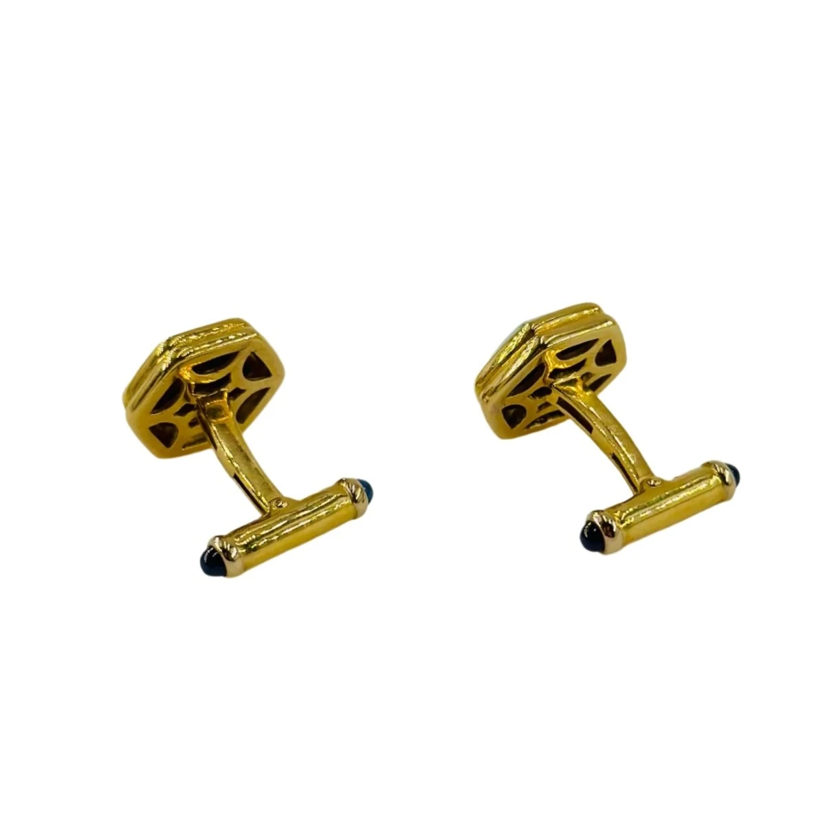 Boutons De Manchette En Or Jaune, Or Blanc Et Saphirs 2 Boutons De Manchette En Or Jaune, Or Blanc Et Saphirs – Image 2