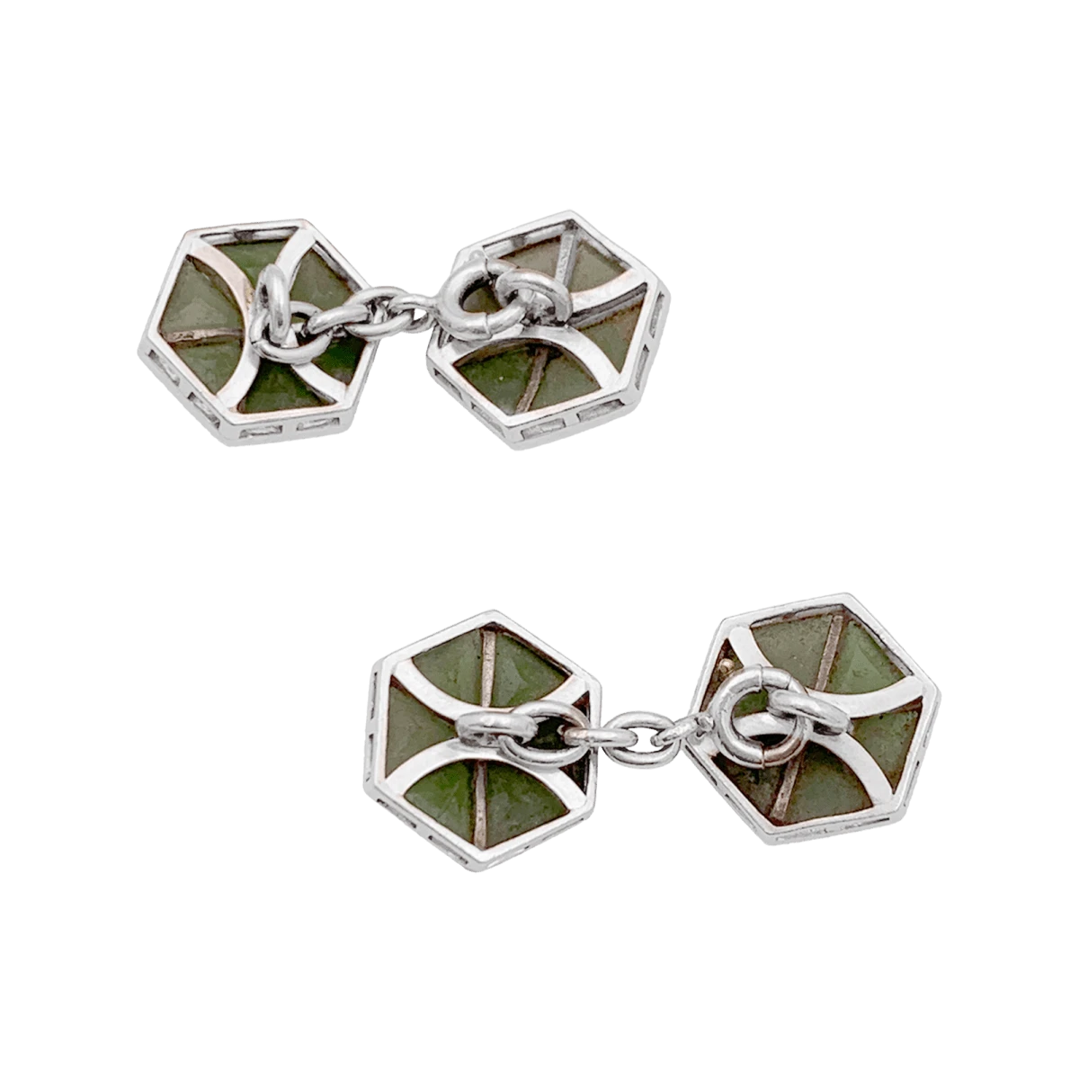 Miller Boutons De Manchette En Platine Et Jade 3 Miller Boutons De Manchette En Platine Et Jade – Image 3