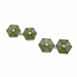 Miller Boutons De Manchette En Platine Et Jade