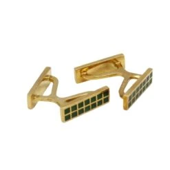 Boutons De Manchettes HERMES En Or Jaune Et émail Vert -Castafiore Boutique boutons de manchettes hermes en or jaune et email vert 153529