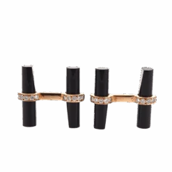 Bouttons De Manchette VAN CLEEF & ARPELS En Or Jaune, Onyx Et Diamants