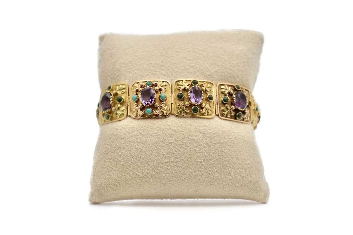 Bracelet Ancien Améthystes Et Turquoises 1 Bracelet Ancien Améthystes Et Turquoises