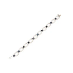 Bracelet Art Déco En Or Blanc, Saphirs Et Diamants