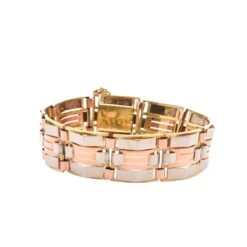 Bracelet Art Nouveau En Trois Ors