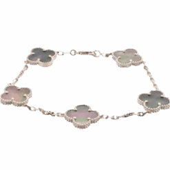 Bracelet Breloque VAN CLEEF & ARPELS "Vintage Alhambra" En Or Blanc Et Nacre