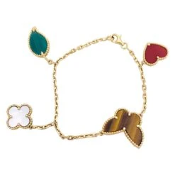 Miller Bracelet Breloques VAN CLEEF & ARPELS "Lucky Alhambra" En Or Jaune Et Pierres De Couleurs