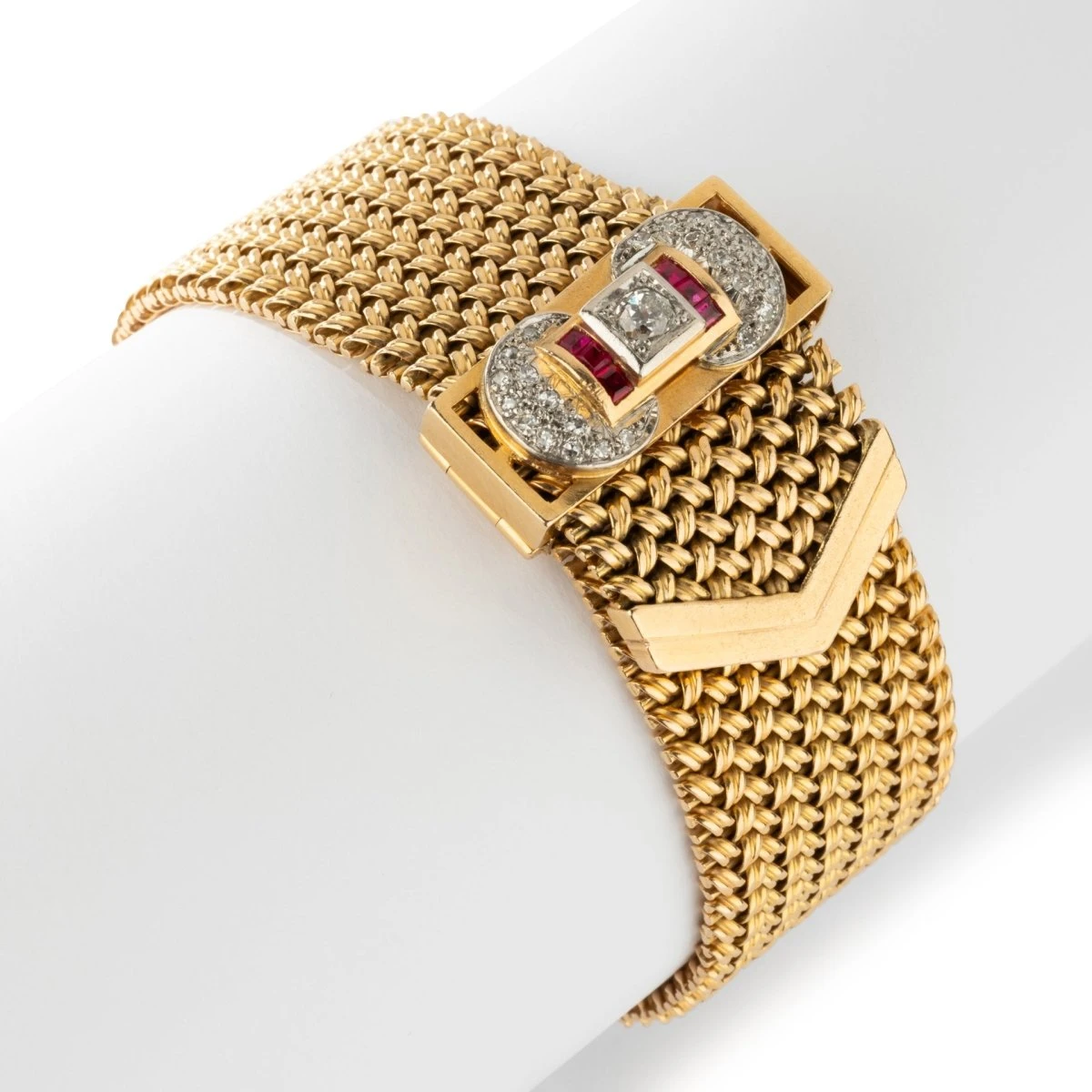 Bracelet Ceinture Souple En Or Jaune, Rubis Et Diamants 3 Bracelet Ceinture Souple En Or Jaune, Rubis Et Diamants – Image 3