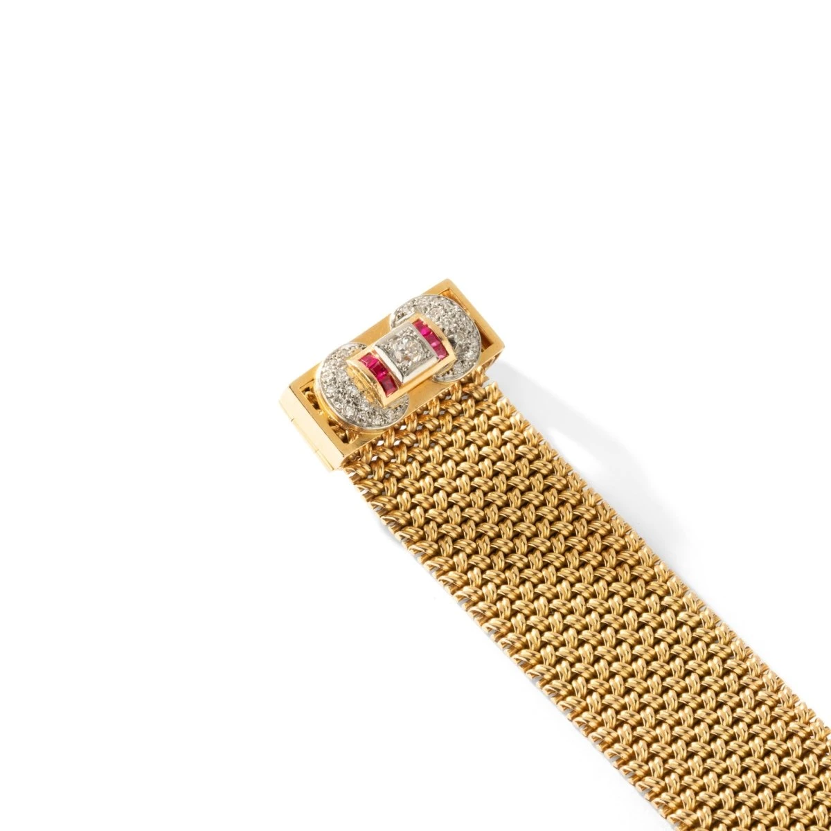 Bracelet Ceinture Souple En Or Jaune, Rubis Et Diamants 4 Bracelet Ceinture Souple En Or Jaune, Rubis Et Diamants – Image 4