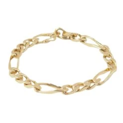 Bracelet Chaine Maille Figaro Alternée En Or Jaune