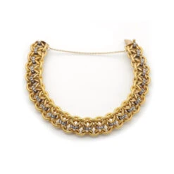 Bracelet Maille En Or Jaune, Argent Et Diamants -Castafiore Boutique bracelet diamants napoleon iii en or 147433