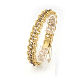 Bracelet Maille En Or Jaune, Argent Et Diamants -Castafiore Boutique bracelet diamants napoleon iii en or 269638
