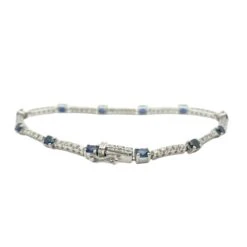 Bracelet En Or Blanc, Saphir Et Diamants