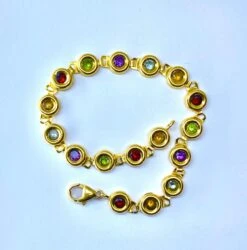 Bracelet En Or Jaune 18 Carats Et Pierres Fines