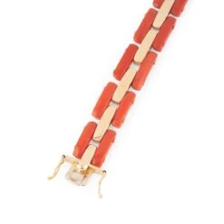 Bracelet En Or Jaune Et Corail -Castafiore Boutique bracelet en or jaune et corail 210443