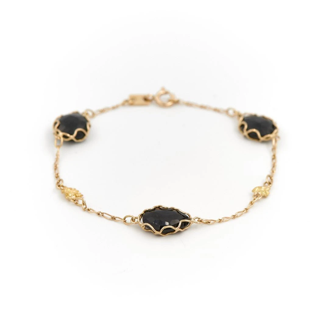 Bracelet En Or Jaune Et Onyx Noir 2 Bracelet En Or Jaune Et Onyx Noir – Image 2
