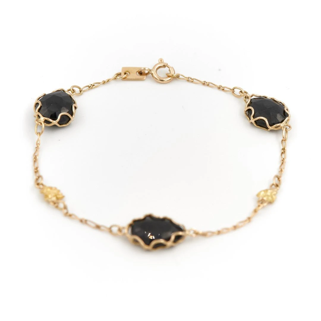 Bracelet En Or Jaune Et Onyx Noir 5 Bracelet En Or Jaune Et Onyx Noir – Image 5