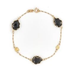 Bracelet En Or Jaune Et Onyx Noir