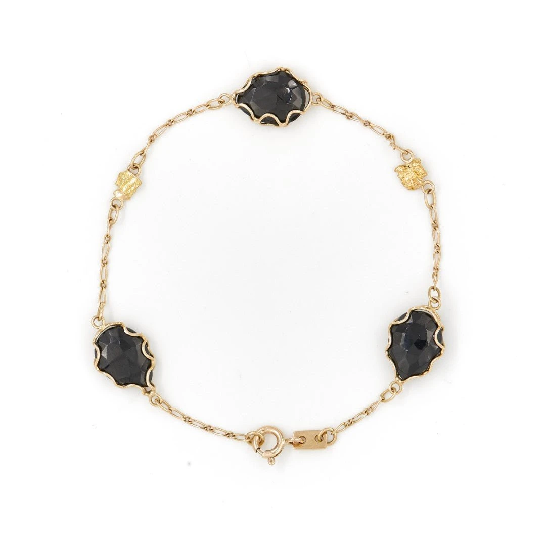 Bracelet En Or Jaune Et Onyx Noir 6 Bracelet En Or Jaune Et Onyx Noir – Image 6