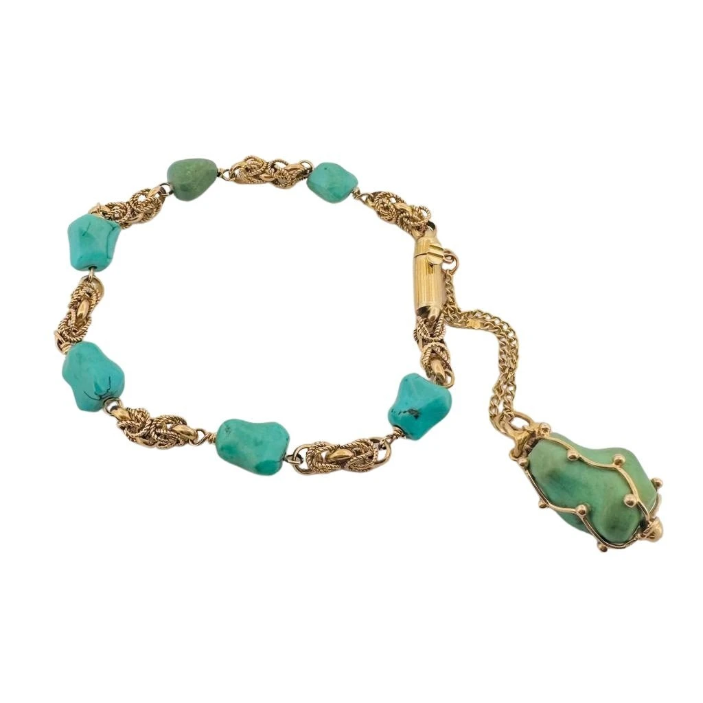 Bracelet En Or Jaune Et Turquoises 1 Bracelet En Or Jaune Et Turquoises