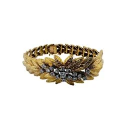 Bracelet Feuillage En Or Jaune Et Diamants