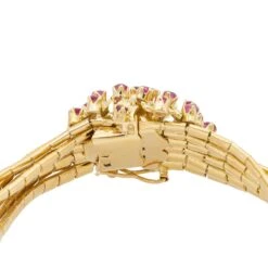 Bracelet Fleur Or Jaune Rubis -Castafiore Boutique bracelet fleur or jaune rubis 607557