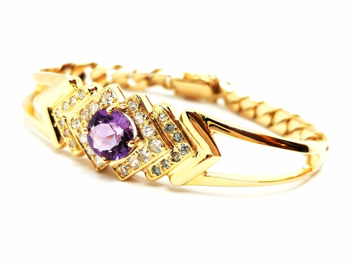 Bracelet Géométrique En Or Jaune, Améthyste Et Diamants 4 Bracelet Géométrique En Or Jaune, Améthyste Et Diamants – Image 4