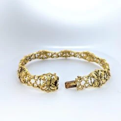 Bracelet Gourmette En Or Jaune, Style Art Nouveau