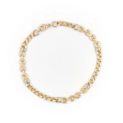 Bracelet Gourmette En Ors Jaune Et Blanc