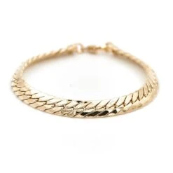 Bracelet Gourmette Maille Anglaise En Or Jaune