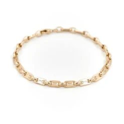 Bracelet Gourmette Maille Grain De Café En Or Jaune