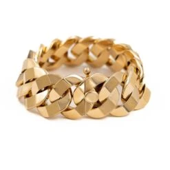 Bracelet Gourmette Maille Imposante En Or Jaune -Castafiore Boutique bracelet gourmette maille imposante en or jaune 495520