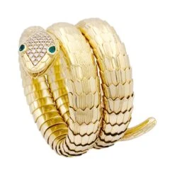 Miller Bracelet ILLARIO, "Serpent",en Or Jaune, Diamant Et Emeraude