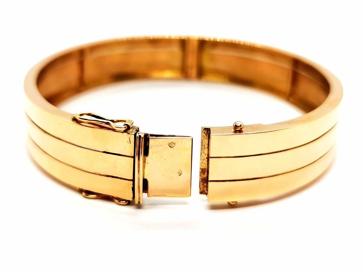 Bracelet Jonc 3 Rangs En Or Jaune 4 Bracelet Jonc 3 Rangs En Or Jaune – Image 4